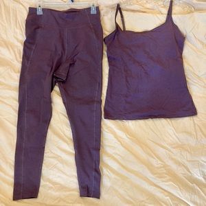 Pact Organic Cotton Camisole Leggings Set, zipper pocket, Amethyst, Medium NWOT